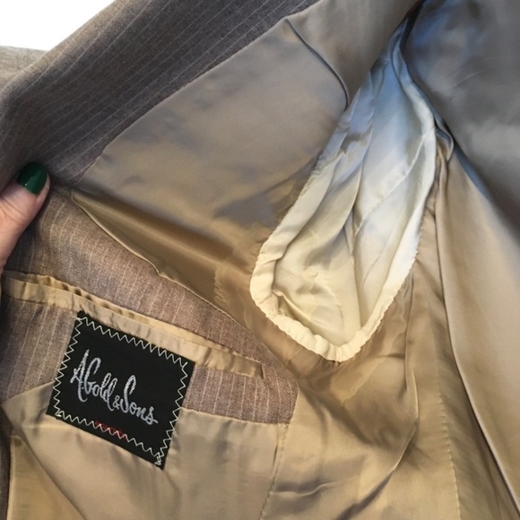 Vintage Men’s Blazer A.Gold & Sons Pinstripe Wool Moka Cream Old money 42L - Picture 11 of 15